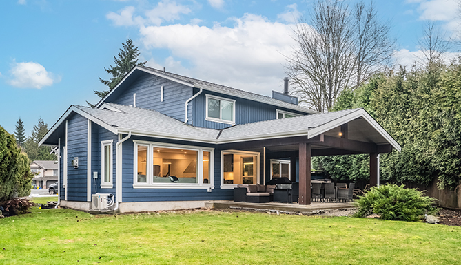 Elevation custom built home exterior